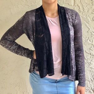 Gray/Black Ombré cardigan with lace trim